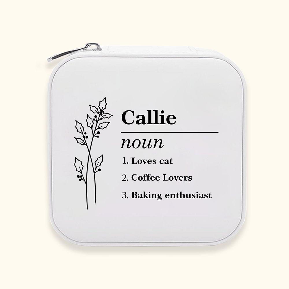 Coffret à bijoux portable personnalisé avec nom et fleur de naissance Cadeau d'anniversaire de fête des mères Cadeau d'enterrement de vie de jeune fil