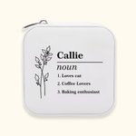 Coffret à bijoux portable personnalisé avec nom et fleur de naissance Cadeau d'anniversaire de fête des mères Cadeau d'enterrement de vie de jeune fil