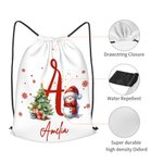 Gepersonaliseerde schattige kerstmuts Snowman Snowflake Drawstring Treat Gift Bag met initiaal en naam Kerstmis Holiday Party Favors Gift voor familie kinderen