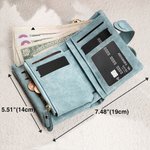 Personalised Whimsical Quirky Girl Leather Trifold Wristlet Name Wallet with Card Holder Birthday Holiday Gift for Women Girls