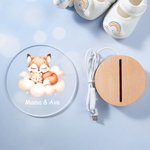 Gepersonaliseerd Mama Baby LED Nachtlampje met Houten Basis en Naam Dier Dromerige Maan Wolk Kinderkamer Decor Verjaardagscadeau voor Kinderen