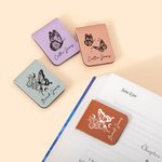 Personalized Floral Butterfly Insect Magnetic PU Leather Bookmark Clip with Name School Office Stationary Supplies Birthday Gift for Bookworms