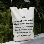 Personalized  Remember To Take Them When You Go Reusable Large Canvas Shopping Grocery Tote Bag with Handles and Name Birthday Gift for Women