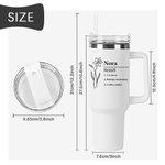 Personalized Birth Flower Name Definition 40oz Insulated Tumbler with Text and Straw Birthday Gift for Women