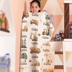 Henkilökohtainen Cartoon Engineering Vehicles Nimi Cloud Soft Throw Blanket Home Decor syntymäpäivälahja lapsille Engineering Car Enthusiastille
