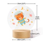 Personalisiertes Süßes Tier-Astronaut Sterne Planet LED-Nachtlicht mit Holzsockel Namen Kinderzimmer Deko Geburtstag Urlaub Geschenk für Kinder