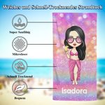 Personalisiertes Cartoon-Figur Glitter Mikrofaser Strandtuch mit Namen Schnell Trocknend Sommer Reisen Geburtstag Geschenk für Damen Mädchen