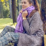 Personalized Embroidered Flower Wreath Initial Faux Cashmere Scarf Tassel Shawl with Name Soft Warm Winter Accessory Birthday Holiday Gift for Women