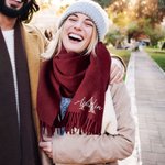 Personalized Embroidered Flower Wreath Initial Faux Cashmere Scarf Tassel Shawl with Name Soft Warm Winter Accessory Birthday Holiday Gift for Women