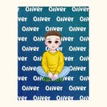 Personalised Cartoon Boy Dinosaur Font Gradient Soft Throw Blanket with Name Home Decor Christmas Birthday Gift for Kids Boys