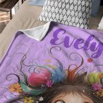 Personalizado Multicolor Quirky Cartoon Girl Soft Throw Blanket with Name Home Decor Birthday Gift for Girls Women