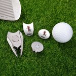 Personalized Cartoon Character Name Magnetic Divot Repair Tool Ball Marker Hat Clip Set with Case Birthday Golf Accessory Gift for Golf Players