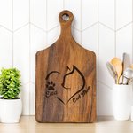 Personalized Engraved Cat Mom Paw Wood Charcuterie Cutting Board with Handle and Name Birthday Home Decor Gift for Mom Grandma