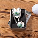 Personalized Cartoon Character Name Magnetic Divot Repair Tool Ball Marker Hat Clip Set with Case Birthday Golf Accessory Gift for Golf Players