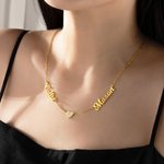 Personalised Pave Zircon Heart Necklace with 1-6 Name Pendants Dainty Jewellery Valentine's Day Mother's Day Gift for Women