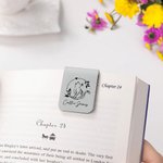 Personalised Bookish Floral Magic Cat Magnetic Leather Bookmark Clip with Name Reading Stationery Supplies Birthday Gift for Bookworms Cat Lovers