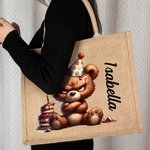 Personalizado Cartoon Angry Cute Animal Bolsa de yute reutilizable con nombre Cumpleaños Divertido regalo para la familia amigo