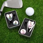 Personalized Cartoon Character Name Magnetic Divot Repair Tool Ball Marker Hat Clip Set with Case Birthday Golf Accessory Gift for Golf Players