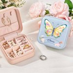 Boîte à bijoux portable personnalisée avec nom et prénom Cadeau d'anniversaire, de mariage, de fête de mariage pour les femmes et les filles