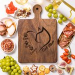 Personalized Engraved Cat Mom Paw Wood Charcuterie Cutting Board with Handle and Name Birthday Home Decor Gift for Mom Grandma