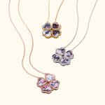 Personalized Dainty 2 in 1 Four Leaf Clover Adjustable Zircon Heart Photo Pendant Necklace Lucky Jewelry Birthday Anniversary Gift for Women