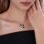 Personalized Dainty 2 in 1 Four Leaf Clover Adjustable Zircon Heart Photo Pendant Necklace Lucky Jewelry Birthday Anniversary Gift for Women