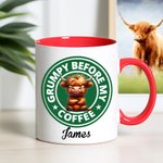 Gepersonaliseerde mok Grumpy Before Coffee Cartoon Animal 11oz met naam Verjaardagscadeau voor familie vrienden