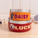 Personalised Pet Photo Food-grade Stainless Steel Non-slip Dog Cat Bowl Water Dish with Name Pet Feeding Supplies Birthday Gift for Pet Owners