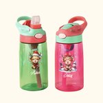 Personalised Cute Christmas Highland Cow 16oz Kid Water Bottle with Name and Straw Christmas Birthday Gift for Boys Girls
