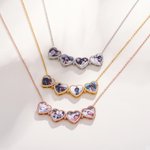 Personalized Dainty 2 in 1 Four Leaf Clover Adjustable Zircon Heart Photo Pendant Necklace Lucky Jewelry Birthday Anniversary Gift for Women