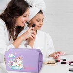 Personalized Fantasy Unicorn PU Leather Makeup Pouch Bag with Name Travel Accessory Birthday Anniversary Gift for Girls
