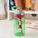 Personalised Cute Christmas Highland Cow 16oz Kid Water Bottle with Name and Straw Christmas Birthday Gift for Boys Girls