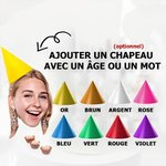Banderole de Fête Personnalisée de Texte et Photo Portrait à Chapeaux Pointus Guirlande de Personnage avec Corde Cadeau Anniversaire pour Ami Famille