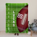 Personalized Football Grass Field Soft Throw Blanket with Name and Number Sports Theme Home Decor Birthday Team Gift for Football Lovers