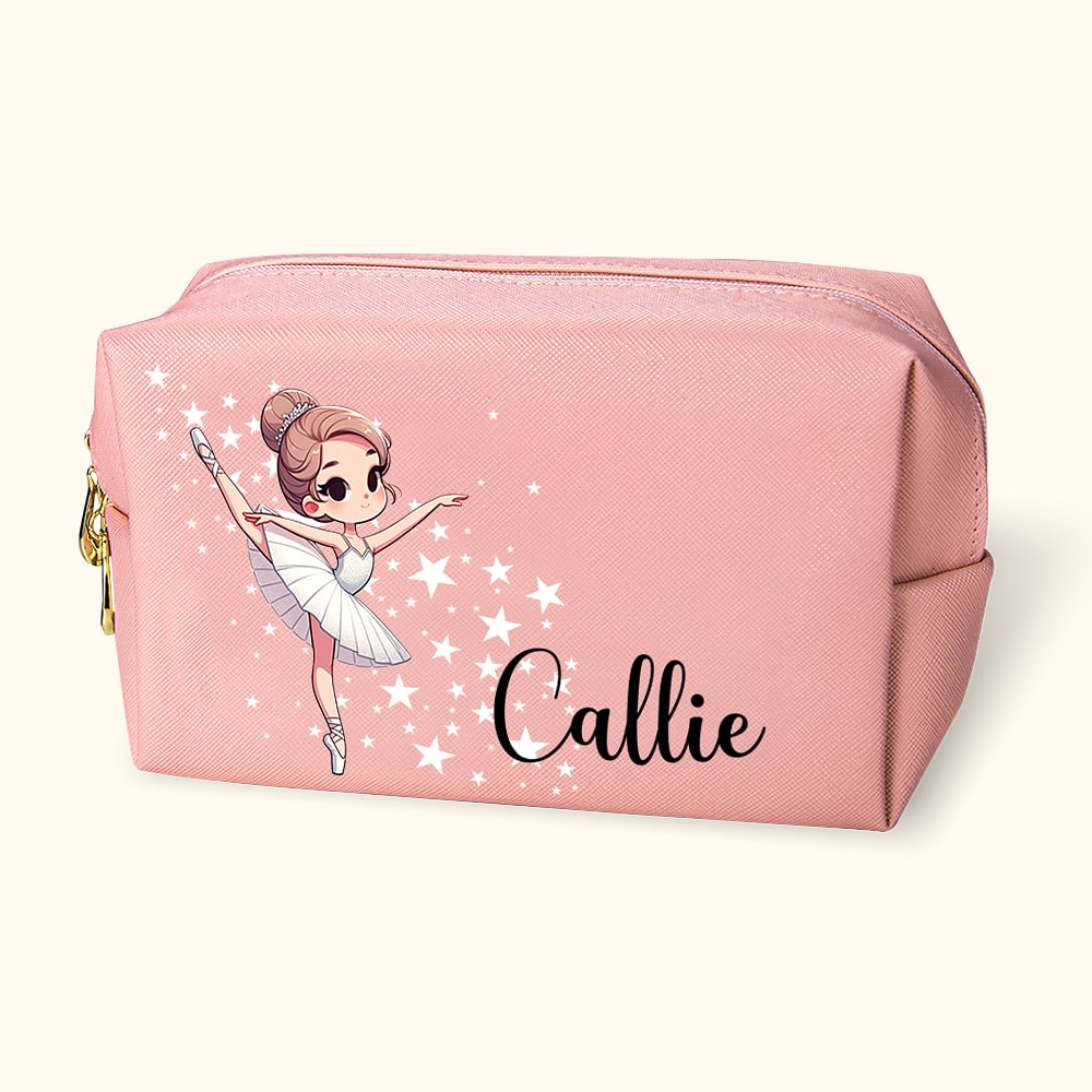 Sac de maquillage en cuir personnalisé pour ballerine avec nom Cadeau d'anniversaire pour les amateurs de danse classique