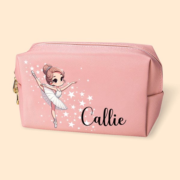 Borsa per il truppo in pelle PU da viaggio personalizzato con nome e personaggio ballerina regalo di compleanno per amanti della danza