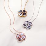 Personalized Dainty 2 in 1 Four Leaf Clover Adjustable Zircon Heart Photo Pendant Necklace Lucky Jewelry Birthday Anniversary Gift for Women