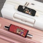 Personalized Stylish Girl Cartoon Character Luggage Handle Wraps Set of 2 with Name and Contact Card Travel Accessories Gift for Travel Lovers