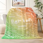 Personalised Romantic Heart Word Cloud Name Soft Throw Blanket Home Decor Birthday Valentine's Day Gift for Couple