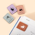 Personalised Bookish Floral Magic Cat Magnetic Leather Bookmark Clip with Name Reading Stationery Supplies Birthday Gift for Bookworms Cat Lovers