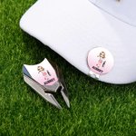 Personalized Cartoon Character Name Magnetic Divot Repair Tool Ball Marker Hat Clip Set with Case Birthday Golf Accessory Gift for Golf Players