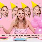 Banderole de Fête Personnalisée de Texte et Photo Portrait à Chapeaux Pointus Guirlande de Personnage avec Corde Cadeau Anniversaire pour Ami Famille