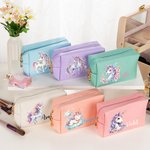 Personalized Fantasy Unicorn PU Leather Makeup Pouch Bag with Name Travel Accessory Birthday Anniversary Gift for Girls
