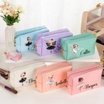 Personalised Ballerina Dance Girl Leather Makeup Pouch Bag with Name Travel Essentials Birthday Gift for Ballerina Ballet Lovers