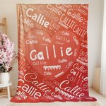 Personalised Romantic Heart Word Cloud Name Soft Throw Blanket Home Decor Birthday Valentine's Day Gift for Couple
