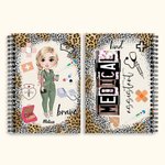 Personalized Leopard Cartoon Nurse Doctor Spiral A5 Notebook with 120 Lined Pages and Name Birthday Appreciation Gift for Medical Workers Students