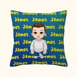 Personalizzato Cartoon Boy Dinosaur Font Gradient Throw Pillow Cover con nome Home Decor Natale Compleanno Regalo per bambini ragazzi