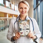 Personalized Leopard Cartoon Nurse Doctor Spiral A5 Notebook with 120 Lined Pages and Name Birthday Appreciation Gift for Medical Workers Students