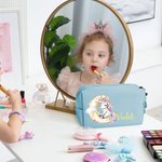 Personalized Fantasy Unicorn PU Leather Makeup Pouch Bag with Name Travel Accessory Birthday Anniversary Gift for Girls