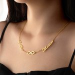 Personalized Minimalist Infinity 1-6 Family Nameplates Necklace Jewelry Birthday Anniversary Mother's Day Gift for Women Girls